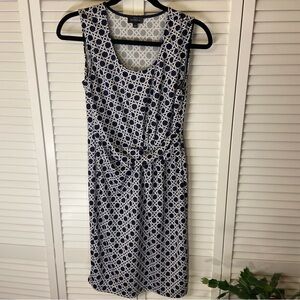 THE LIMITED Chain Link Print Navy White Dress Stretch Knit sz Small